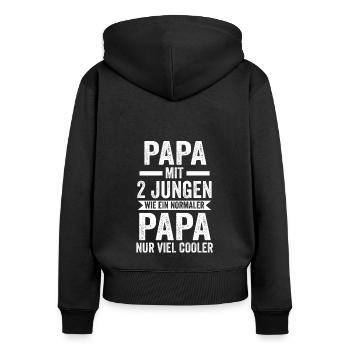 Papa 2 Söhne Vater Geschenk - Frauen Premium Bio Zip Hoodie - Schwarz - Hinten - Julia (174cm)