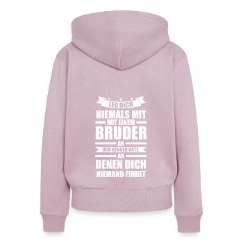 Bruder Geschwister Brüder Geschenk - Frauen Premium Bio Zip Hoodie - Altrosa - Hinten - Julia (174cm)