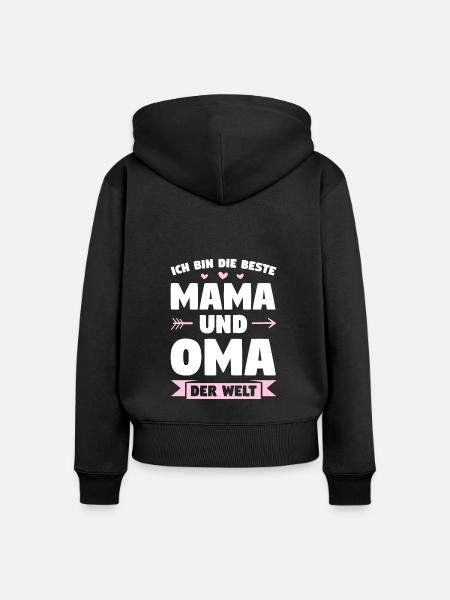Mama Oma Großmutter Geschenk - Frauen Premium Bio Zip Hoodie - Schwarz