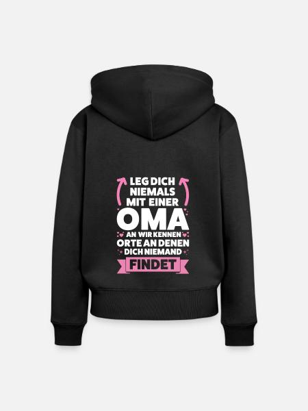 Oma Großmutter Großmütter Geschenk - Frauen Premium Bio Zip Hoodie - Schwarz