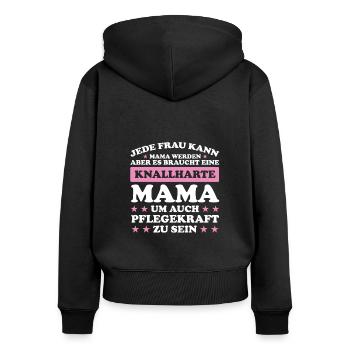 Pflegekraft Mama Mutter Geschenk - Frauen Premium Bio Zip Hoodie - Schwarz - Hinten - Julia (174cm)