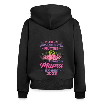 Mutter Mama Tochter Geschenk - Frauen Premium Bio Zip Hoodie - Schwarz - Hinten - Julia (174cm)