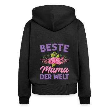 Mutter Mama Tochter Geschenk - Frauen Premium Bio Zip Hoodie - Schwarz - Hinten - Julia (174cm)