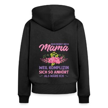 Mutter Mama Tochter Geschenk - Frauen Premium Bio Zip Hoodie - Schwarz - Hinten - Julia (174cm)