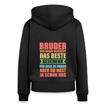 Bruder Familie Geschwister Geschenk - Frauen Premium Bio Zip Hoodie - Schwarz - Hinten - Julia (174cm)