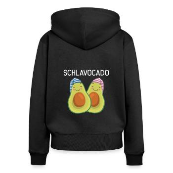 Schlafanzug Avocado Nachthemd Geschenk - Frauen Premium Bio Zip Hoodie - Schwarz - Hinten - Julia (174cm)