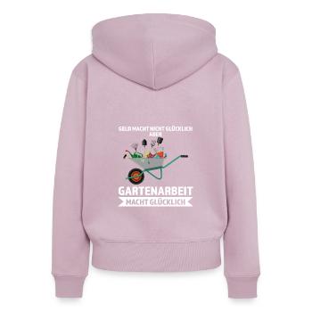 Gärtner Garten Landschaftsbauer Geschenk - Frauen Premium Bio Zip Hoodie - Altrosa - Hinten - Julia (174cm)