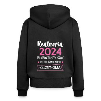 Rentnerin 2024 Oma Rentnerin Geschenk - Frauen Premium Bio Zip Hoodie - Schwarz - Hinten - Julia (174cm)