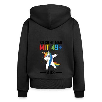 Geburtstag Geburtstagfeier fünfzig Jahre alt Gesch - Frauen Premium Bio Zip Hoodie - Schwarz - Hinten - Julia (174cm)