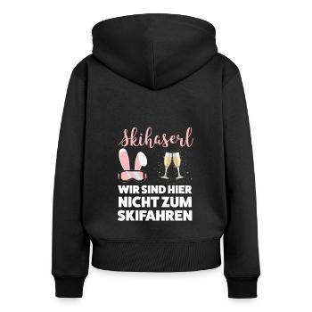 Skihase Apres Ski Skifahrer Geschenk - Frauen Premium Bio Zip Hoodie - Schwarz - Hinten - Julia (174cm)
