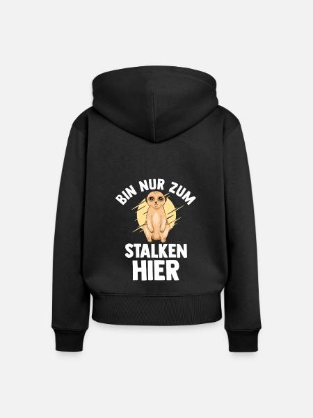Erdmännchen Tier Surikate Geschenk - Frauen Premium Bio Zip Hoodie - Schwarz