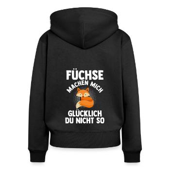 Fuchs Tier Fuchs Geschenk - Frauen Premium Bio Zip Hoodie - Schwarz - Hinten - Julia (174cm)