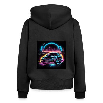 JDM Sportcar tuning Driftcar Voiture Cadeau PS - Sweat à capuche zippé Premium bio Femme - noir - Dos - Julia (174cm)