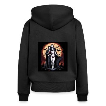 Vampire Paar Halloween Kürbis Fledermaus Kostüm - Frauen Premium Bio Zip Hoodie - Schwarz - Hinten - Julia (174cm)