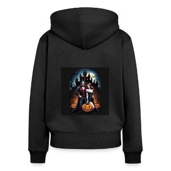 Vampire Paar Halloween Kürbis Fledermaus Kostüm - Frauen Premium Bio Zip Hoodie - Schwarz - Hinten - Julia (174cm)