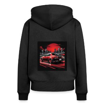 JDM Sportcar Tuning Voiture de ville Cadeau Autoroute - Sweat à capuche zippé Premium bio Femme - noir - Dos - Julia (174cm)