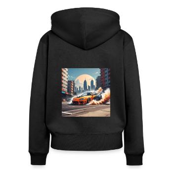 JDM Sportcar tuning City Drift Voiture Cadeau - Sweat à capuche zippé Premium bio Femme - noir - Dos - Julia (174cm)