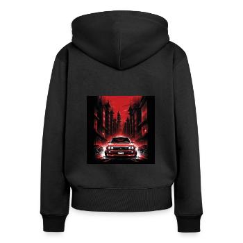 JDM Sportcar Tuning City Drift Cadeau Voiture - Sweat à capuche zippé Premium bio Femme - noir - Dos - Julia (174cm)
