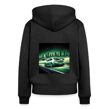 JDM Sportcar Tuning City Drift Cadeau Voiture - Sweat à capuche zippé Premium bio Femme - noir - Dos - Julia (174cm)