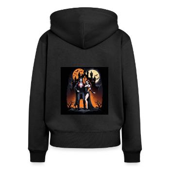 Vampire Paar Halloween Kürbis Fledermaus Kostüm - Frauen Premium Bio Zip Hoodie - Schwarz - Hinten - Julia (174cm)