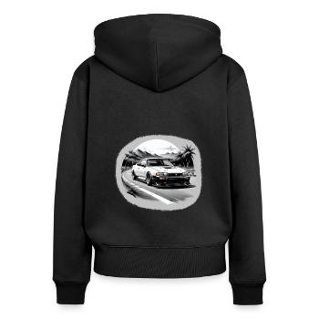 JDM Sportcar tuning Driftcar Voiture Cadeau PS - Sweat à capuche zippé Premium bio Femme - noir - Dos - Julia (174cm)