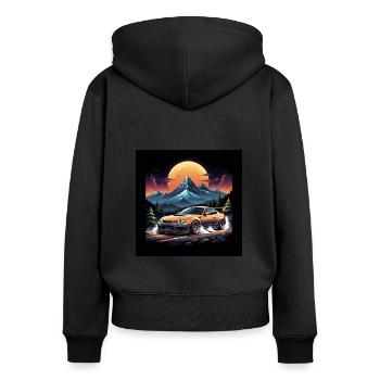 JDM Sportcar tuning Driftcar Voiture Cadeau PS - Sweat à capuche zippé Premium bio Femme - noir - Dos - Julia (174cm)