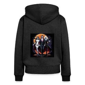 Vampire Paar Halloween Kürbis Fledermaus Kostüm - Frauen Premium Bio Zip Hoodie - Schwarz - Hinten - Julia (174cm)