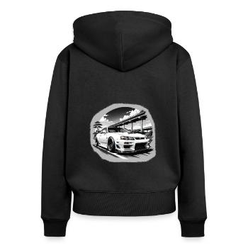 JDM Sportcar tuning Driftcar Voiture Cadeau PS - Sweat à capuche zippé Premium bio Femme - noir - Dos - Julia (174cm)