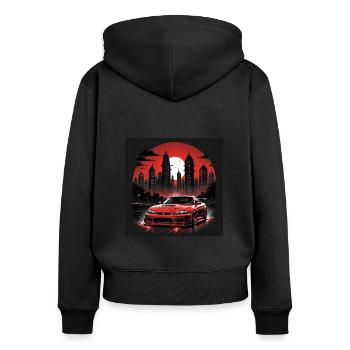 JDM Sportcar tuning Driftcar Voiture Cadeau PS - Sweat à capuche zippé Premium bio Femme - noir - Dos - Julia (174cm)