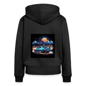 JDM Sportcar tuning Driftcar Voiture Cadeau PS - Sweat à capuche zippé Premium bio Femme - noir - Dos - Julia (174cm)