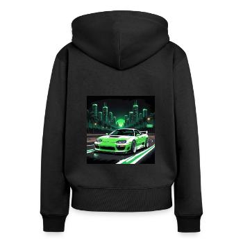 JDM Sportcar tuning Driftcar Voiture Cadeau PS - Sweat à capuche zippé Premium bio Femme - noir - Dos - Julia (174cm)