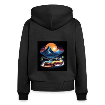 JDM Sportcar tuning Driftcar Voiture Cadeau PS - Sweat à capuche zippé Premium bio Femme - noir - Dos - Julia (174cm)