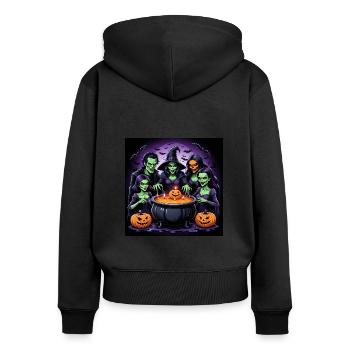 Sorcières Soirée Halloween Citrouille Chaudron Cadeau - Sweat à capuche zippé Premium bio Femme - noir - Dos - Julia (174cm)