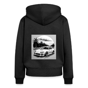 JDM Sportcar tuning Driftcar Voiture Cadeau PS - Sweat à capuche zippé Premium bio Femme - noir - Dos - Julia (174cm)