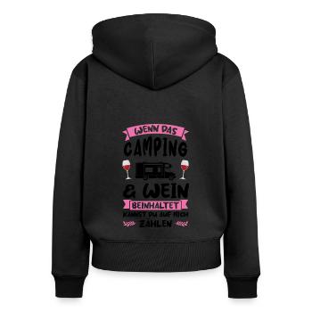 Campen Wein Camping-Liebhaber Geschenk - Frauen Premium Bio Zip Hoodie - Schwarz - Hinten - Julia (174cm)