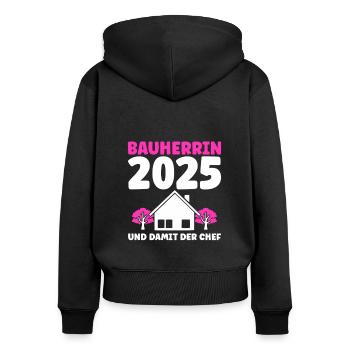 Bauherr Traumhaus Bauherrin Geschenk - Frauen Premium Bio Zip Hoodie - Schwarz - Hinten - Julia (174cm)