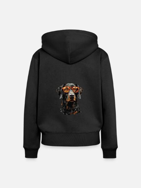 Hund - Frauen Premium Bio Zip Hoodie - Schwarz