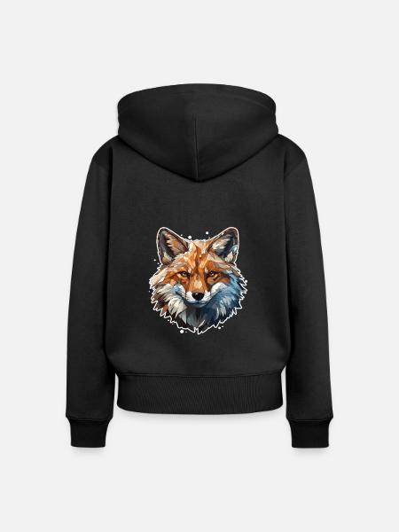 Fuchs - Illustration - Frauen Premium Bio Zip Hoodie - Schwarz