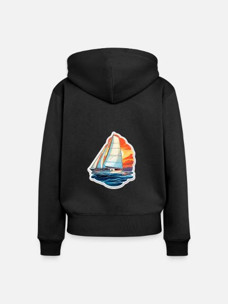 Segelboot - Illustration - Frauen Premium Bio Zip Hoodie - Schwarz