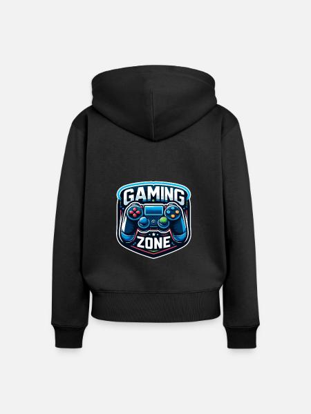 Gaming Zone - Controller Illustration - Frauen Premium Bio Zip Hoodie - Schwarz