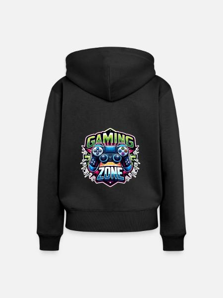 Gaming Zone - Controller Illustration - Frauen Premium Bio Zip Hoodie - Schwarz