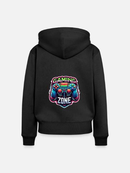 Gaming Zone - Controller Illustration - Frauen Premium Bio Zip Hoodie - Schwarz