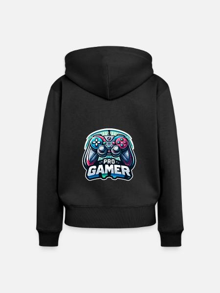 Pro Gamer - Controller Illustration - Frauen Premium Bio Zip Hoodie - Schwarz