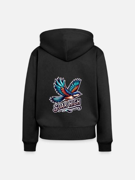 Soar High - Vogel Illustration - Frauen Premium Bio Zip Hoodie - Schwarz