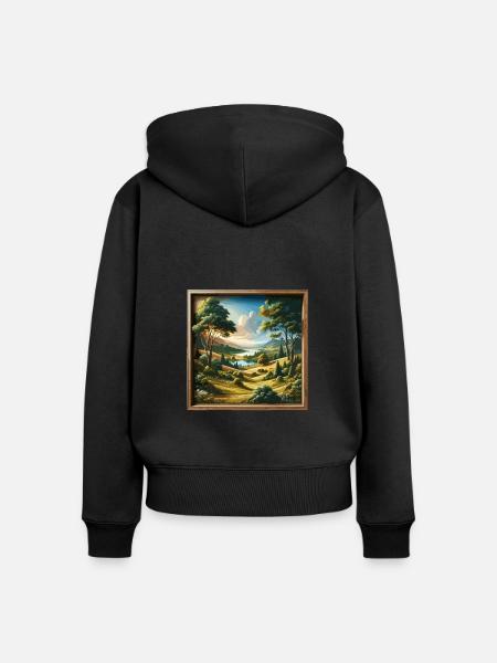 Landschaft - Illustration - Frauen Premium Bio Zip Hoodie - Schwarz
