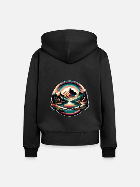 Landschaft - Illustration - Frauen Premium Bio Zip Hoodie - Schwarz