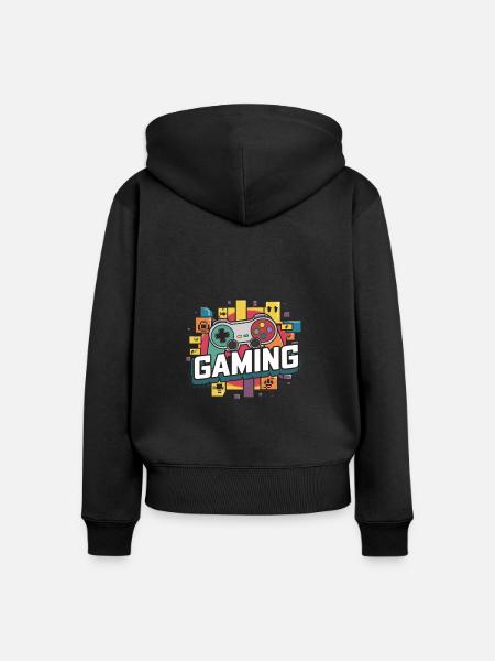 Gaming - Controller - Frauen Premium Bio Zip Hoodie - Schwarz