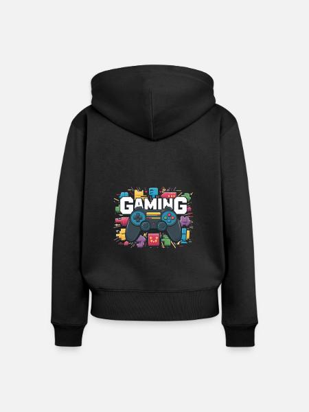 Gaming - Controller - Frauen Premium Bio Zip Hoodie - Schwarz