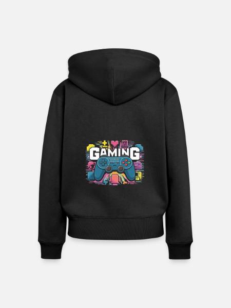 Gaming - Controller - Frauen Premium Bio Zip Hoodie - Schwarz
