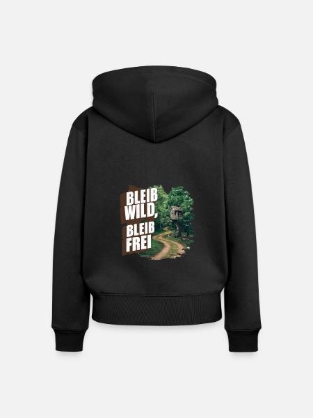 Bleib wild, bleib frei - Frauen Premium Bio Zip Hoodie - Schwarz